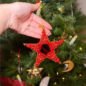 Red Beaded Star Ornament